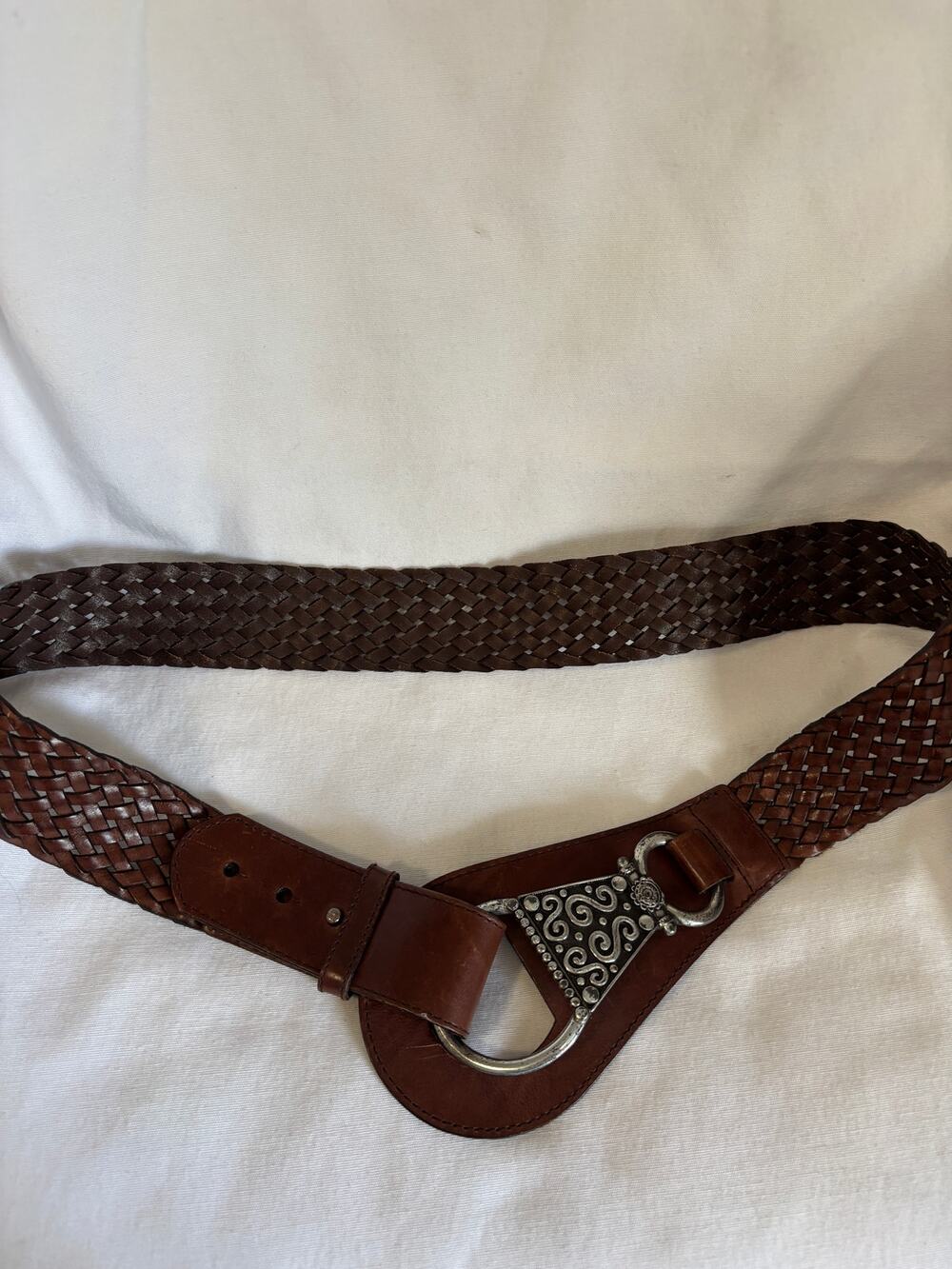 Spirit by Coldwater Creek Wide Leather Belt Size XL Brown